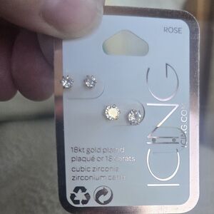 Icing 18kt Gold Plated Zirconia Stud Earrings